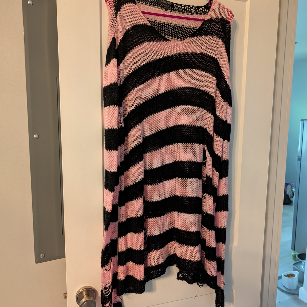 Dolls Kill Widow Rose Eternal Nightmare Distressed Sweater Dress L/XL